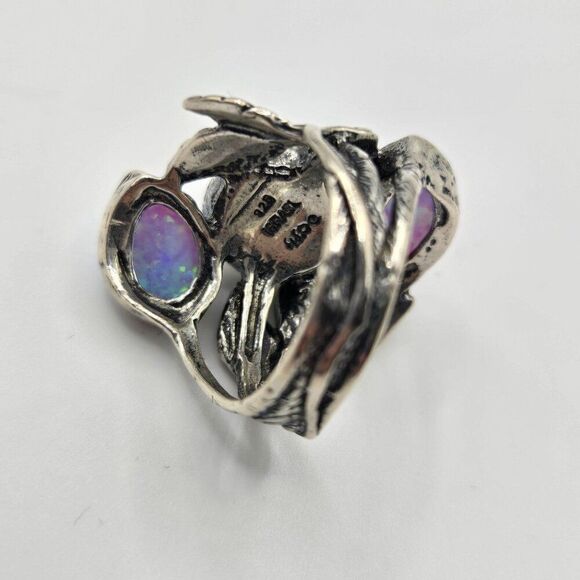 Didae Shablool 925 Sterling Silver Israel Blue Fire Opal Ring Size 7 Pearl - Picture 6 of 6